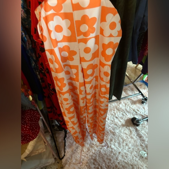 NWT Floral Orange Set. Shirt Buttons Down $ Wide Leg Pant. S, M, L, XL and XXL. - Picture 10 of 16